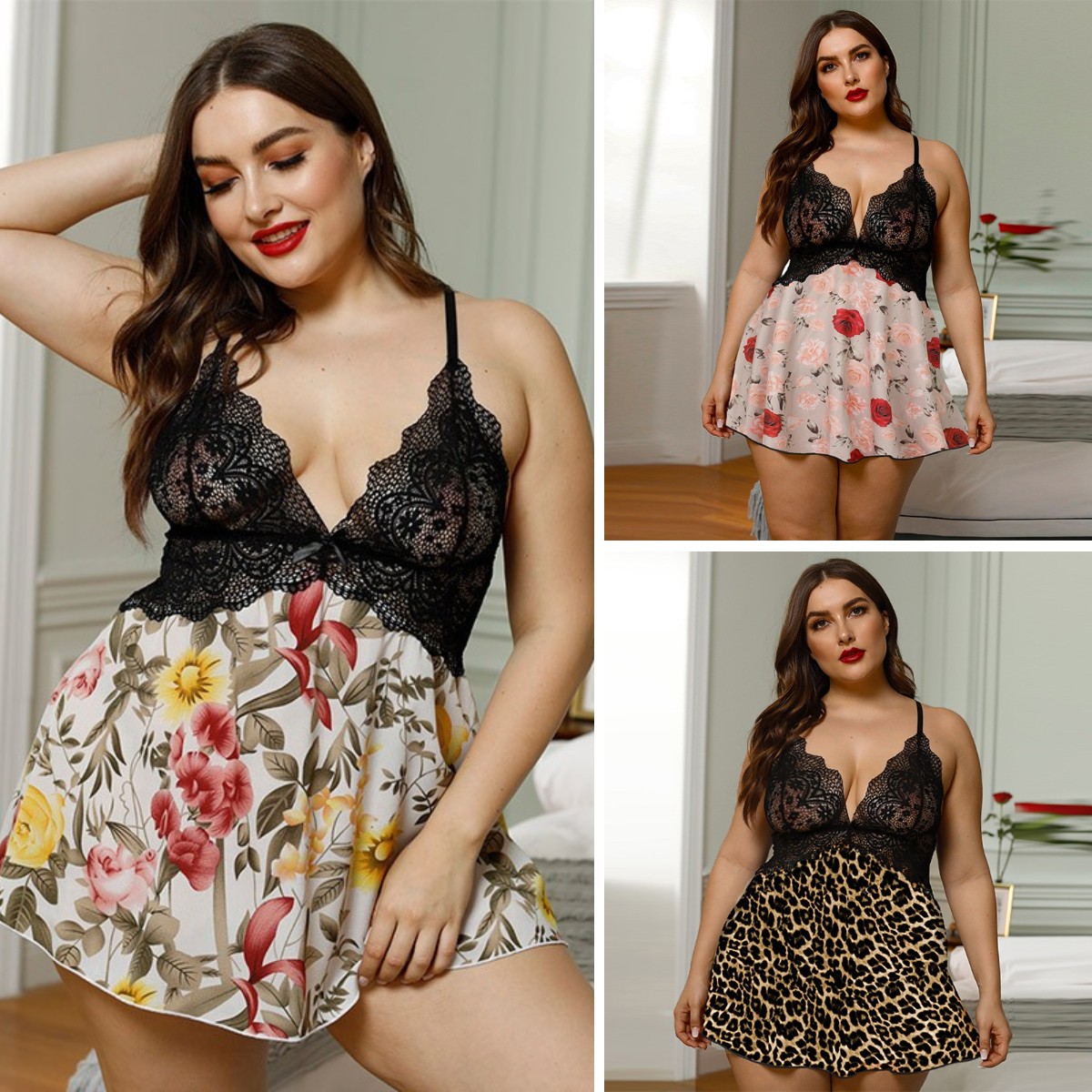 5 XL Women Underwear Stitching Nightdress Feminine Sling Thin Sexy V-Neck Nightgown Lingerie Sleepwear Lace Dress Pajamas Suspender Skirt, Leopard
5 XL Women Underwear Stitching Nightdress Feminine Sling Thin Sexy V-Neck Nightgown Lingerie Sleepwear Lace Dress Pajamas Suspender Skirt, Leopard