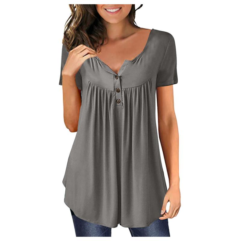 Women's Tanks & Camis 2021 Tops Casual Solid Button Pleated T-shirt Blouse Tuniques Simple Hem Personality Ropa Mujer Basic Tshirts, White
Women's Tanks & Camis 2021 Tops Casual Solid Button Pleated T-shirt Blouse Tuniques Simple Hem Personality Ropa Mujer Basic Tshirts, White