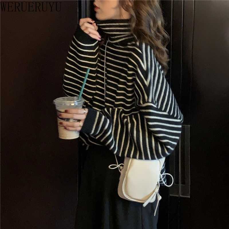 WERUERUYU Autumn Turtleneck Women Winter Sweater Female Striped High Neck Sweater Pullover Women Jumper Sweaters Knit 210608, Photo color
WERUERUYU Autumn Turtleneck Women Winter Sweater Female Striped High Neck Sweater Pullover Women Jumper Sweaters Knit 210608, Photo color