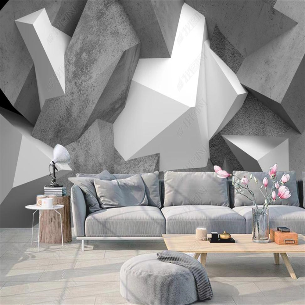 3d customized wallpaper Space three-dimensional cement board special-shaped building background wall