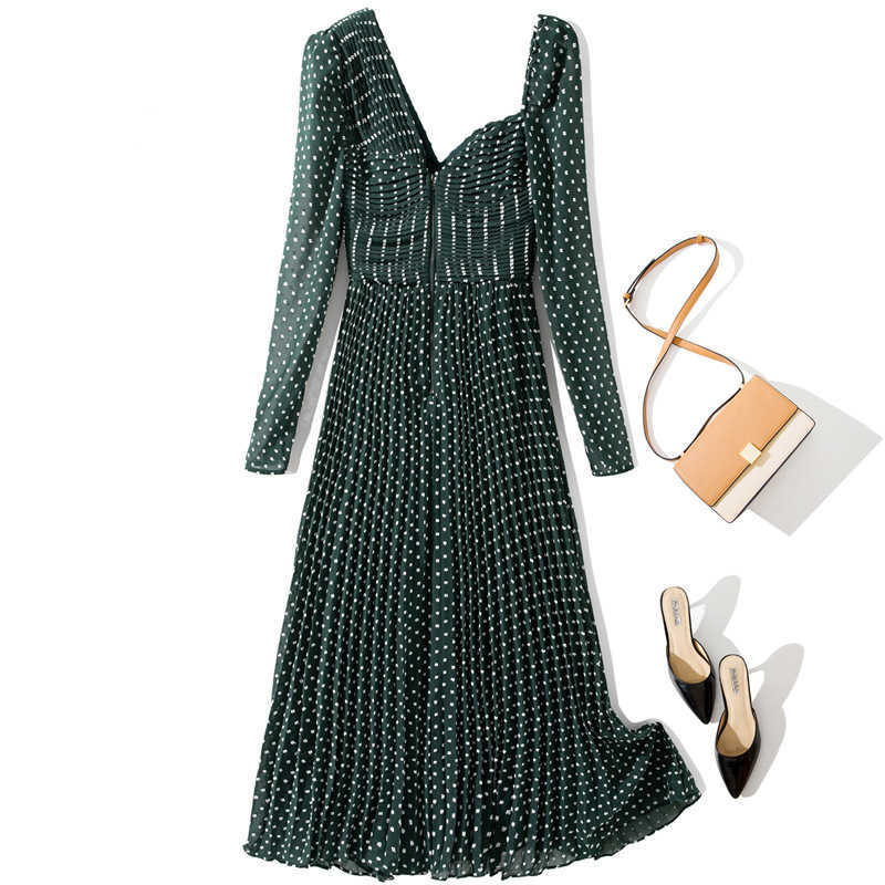 Spring Fashion Printed V-neck Irregular Full Plus Size Folds Asymmetrical A Line Dresses Women 210615