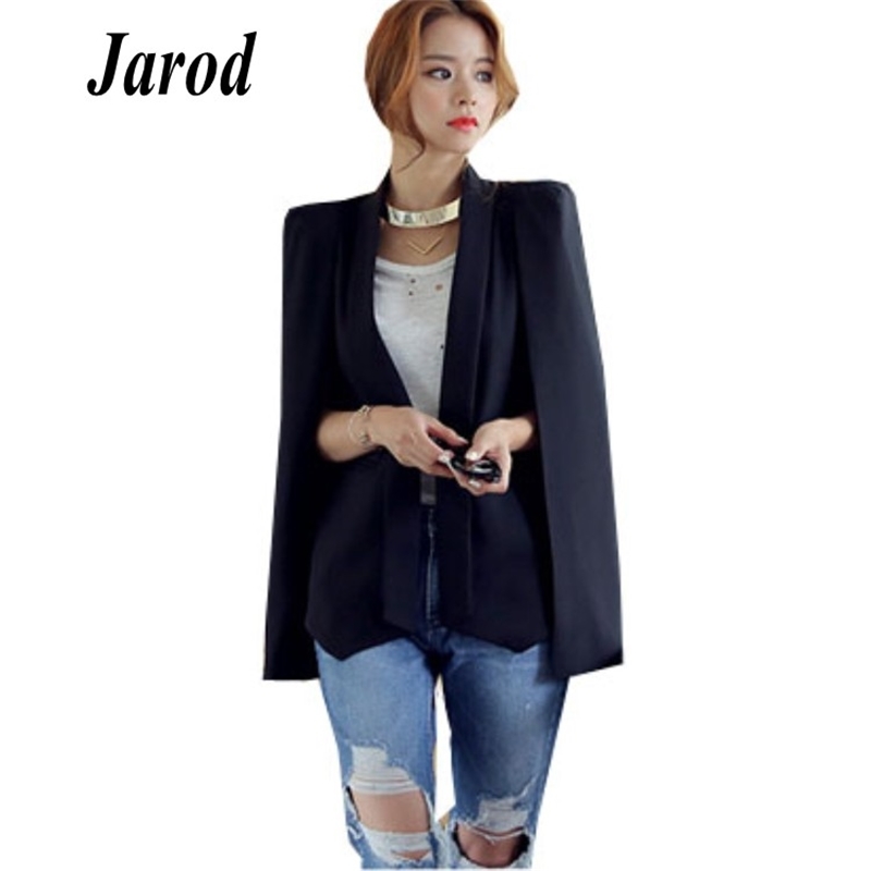 OL suit jacket Fashion Cloak Cape Blazer Women white Lapel Split Long Sleeve Jacket Coat Female Casual Blazers 210519
