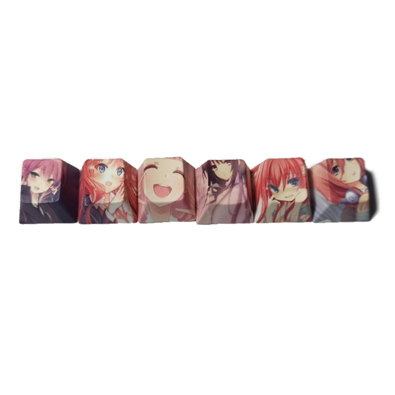 6Pcs Cartoon Anime Girl PBT Dye Sublimation Keycap Mechanics Keyboard Keycap OEM