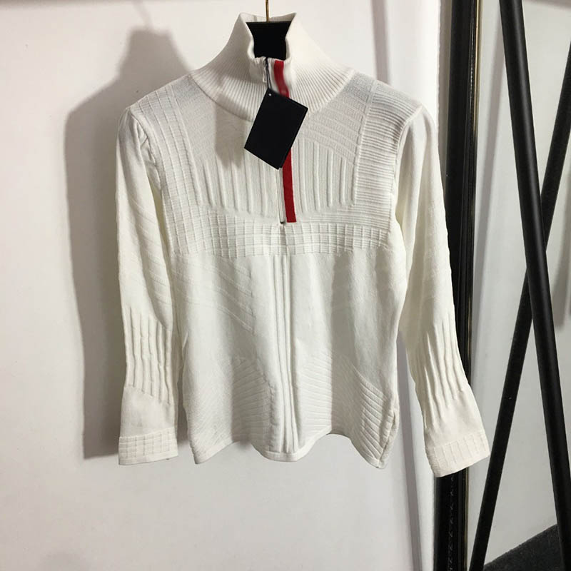 22ss women Tops Wool Sweater Knits Shirts Zipper Neck Adjust Red Letter Striped Necks Casual Lady Slim Sweaters Long Sleeve Shirts Spring Autumn Style Size S-L, White
22ss women Tops Wool Sweater Knits Shirts Zipper Neck Adjust Red Letter Striped Necks Casual Lady Slim Sweaters Long Sleeve Shirts Spring Autumn Style Size S-L, White