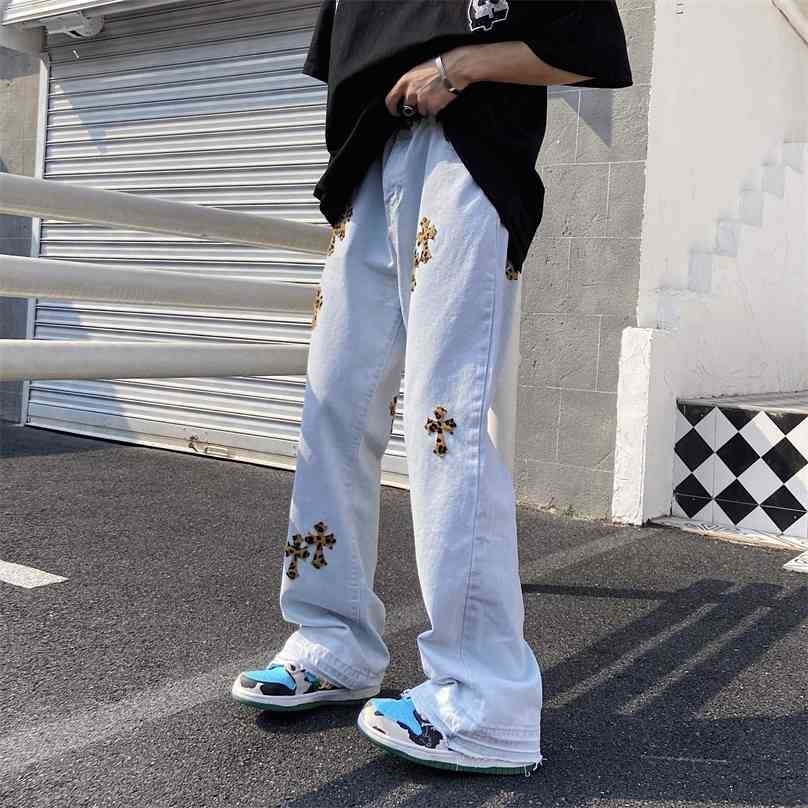 Cross Embroidery Jeans Men Hip Hop Micro Flared Pants Baggy Wide Leg for Women Streetwear trousers Straight 210716, Blue
Cross Embroidery Jeans Men Hip Hop Micro Flared Pants Baggy Wide Leg for Women Streetwear trousers Straight 210716, Blue