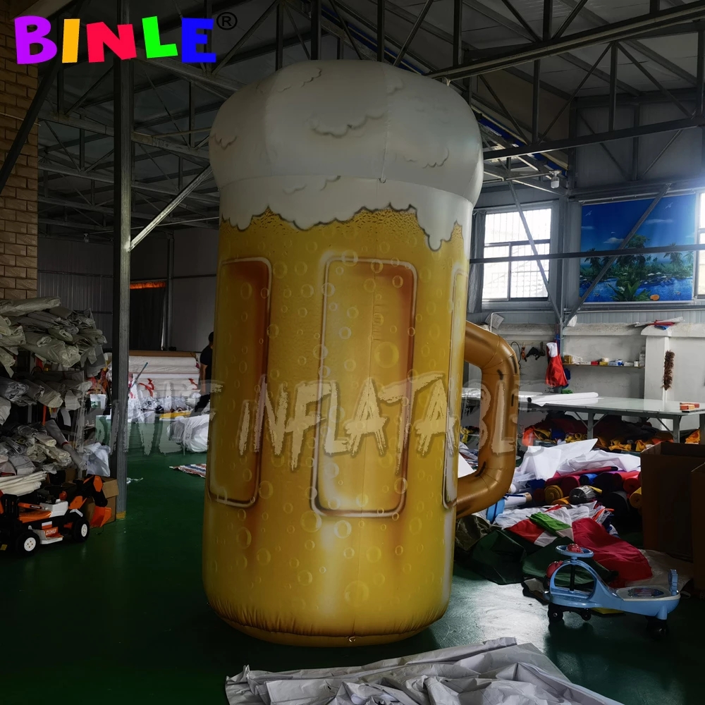 Custom made giant&3mH inflatable beer bottle led glass beers mug air balloon decoration toys sport for advertising