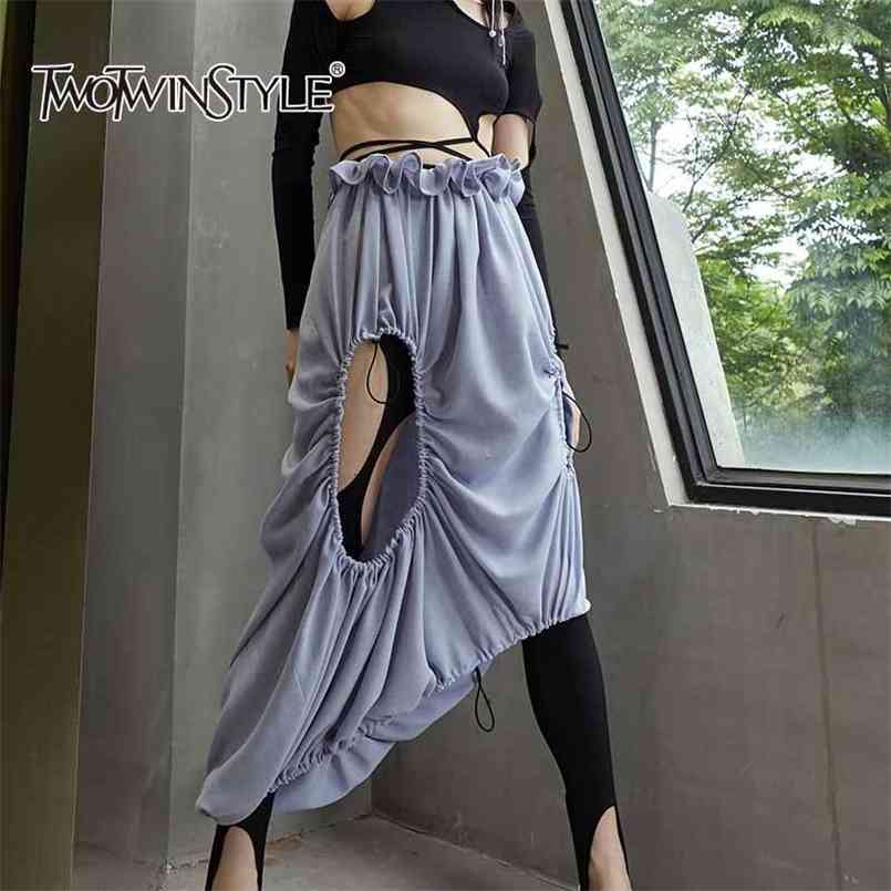 Blue Hollow Out Asymmetrical Sexy Skirt For Women High Waist Solid Mid Skirts Female Summer Clothing Style 210521
Blue Hollow Out Asymmetrical Sexy Skirt For Women High Waist Solid Mid Skirts Female Summer Clothing Style 210521
