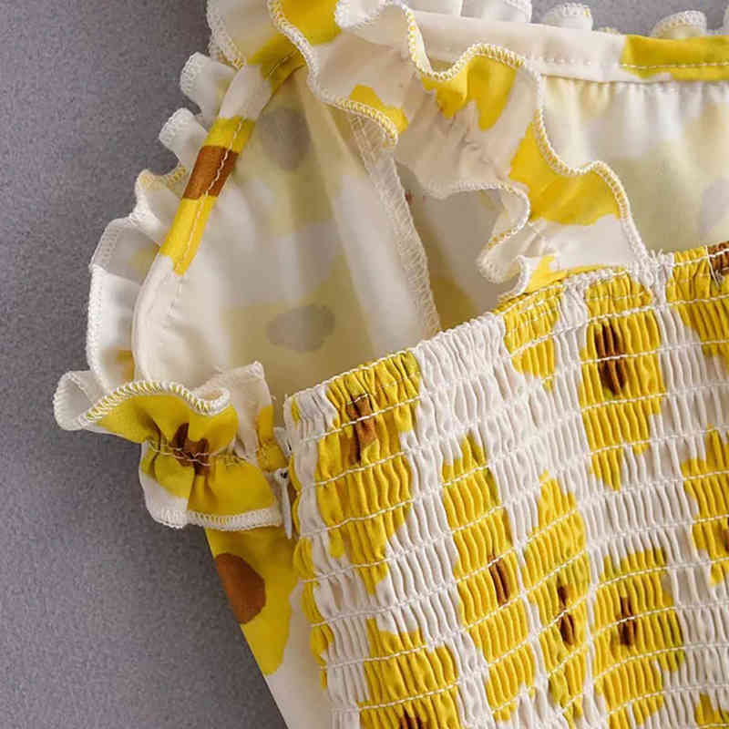 Bohemian Floral Print Midi Dress Summer Sexy Spaghetti Strap Backless Holiday Beach Women Ruffles Sundresses Vestido Mujer 210515