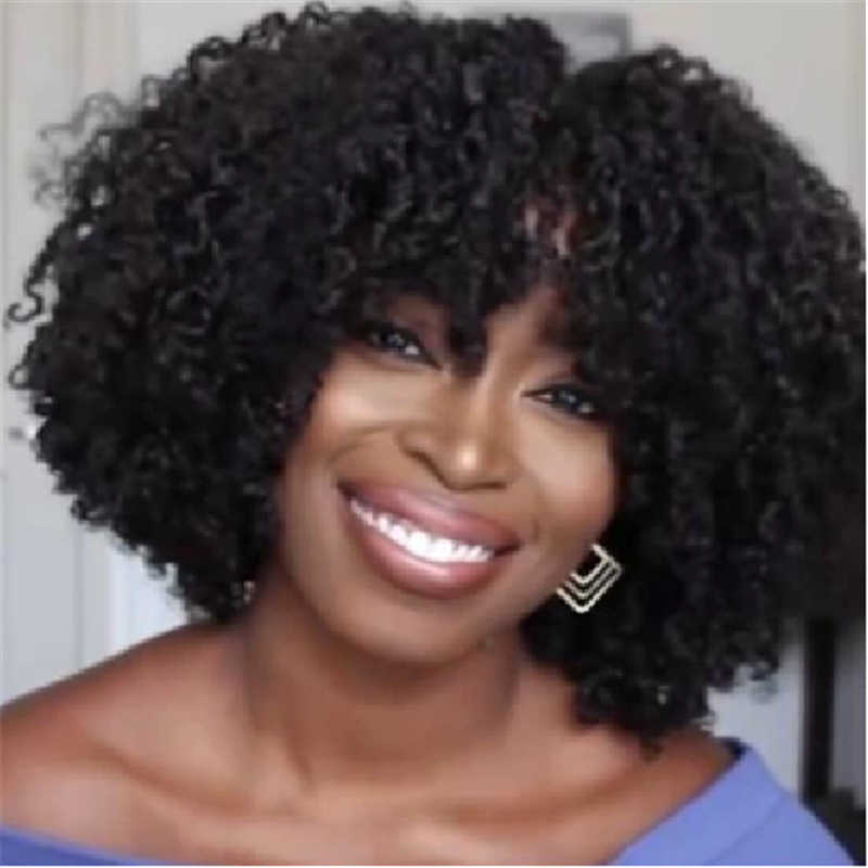 Hair Lace Wigs Small Curl Women's Black Chemical Fiber Cover Explosive Head Wig