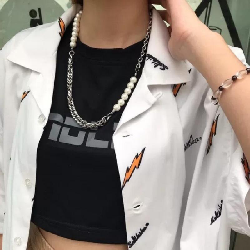 Japan And South Korea Style Hip Hop Fan Pearl Necklace Men Women Fashion Cuban Chain Stitching Clavicle Chokers, Golden;silver
Japan And South Korea Style Hip Hop Fan Pearl Necklace Men Women Fashion Cuban Chain Stitching Clavicle Chokers, Golden;silver