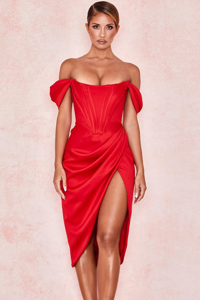 Casual Dresses High Quality Satin Bodycon Dress Women Party 2021 Arrivals Midi House Of Cb Celebrity Evening Club