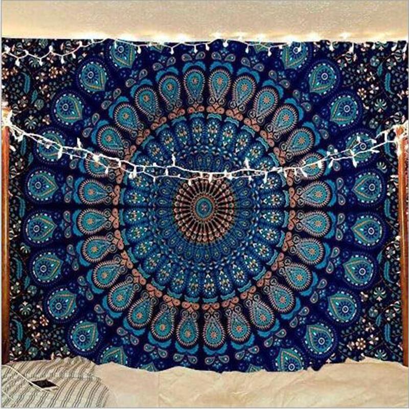 Tapestries Bohemia Floral Wall Hanging Tapestry Cloth India Mandala Peacock Home Decor1691440