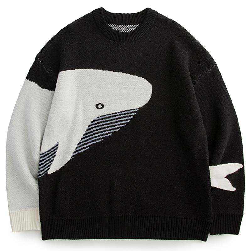 Men's Sweaters LACIBLE Whale Knitted Autumn Winter Sweater Pullover Men Women Jumpers Harajuku Knit Cotton Tops Man Streetwear