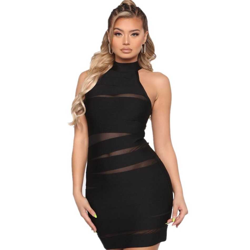 Fashionable Celebrity Bandage Dress Black Sexy Strapless Sleeveless Mini Feminine Nightclub Party 210527