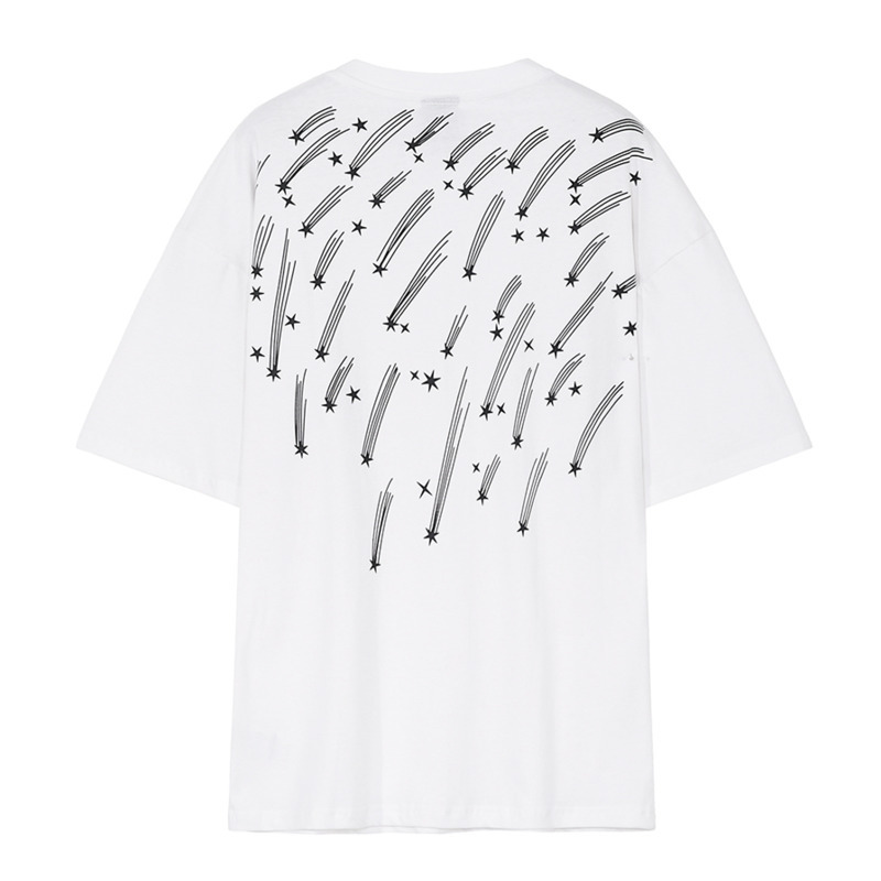 IEFB Meteor Print Short Sleeve T-shirt Men's Summer Korean Loose Black White Tee Tops Fashion Casual Print Men's Clothing 9Y7690 210524