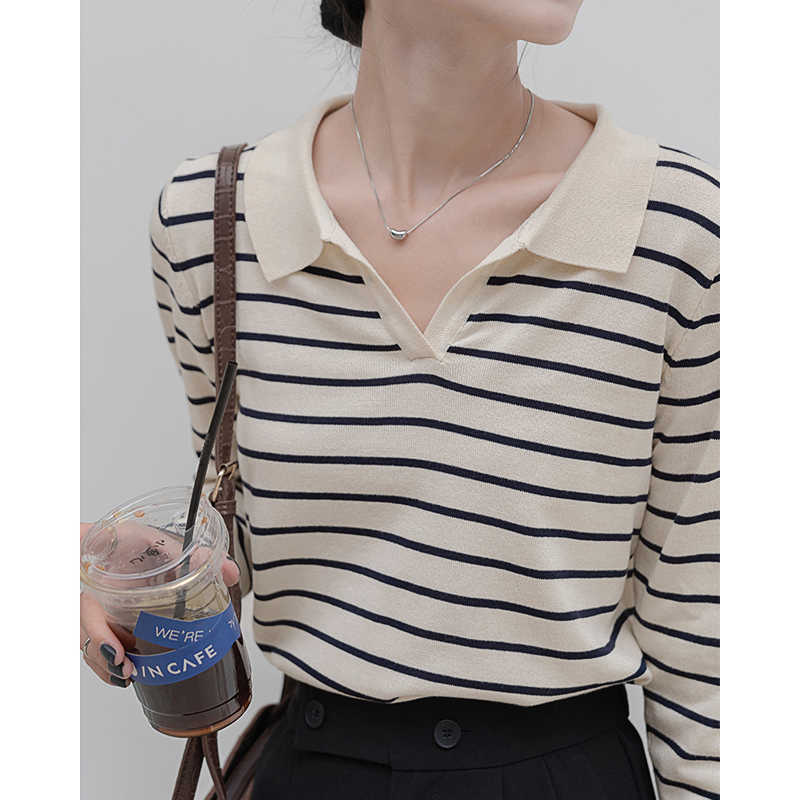 GOPLUS Sweater Black Striped Tops Oversized Women Sweaters and Pullovers Vintage Jumper Knit Top Femme Sweter Mujer C11642 211011Z