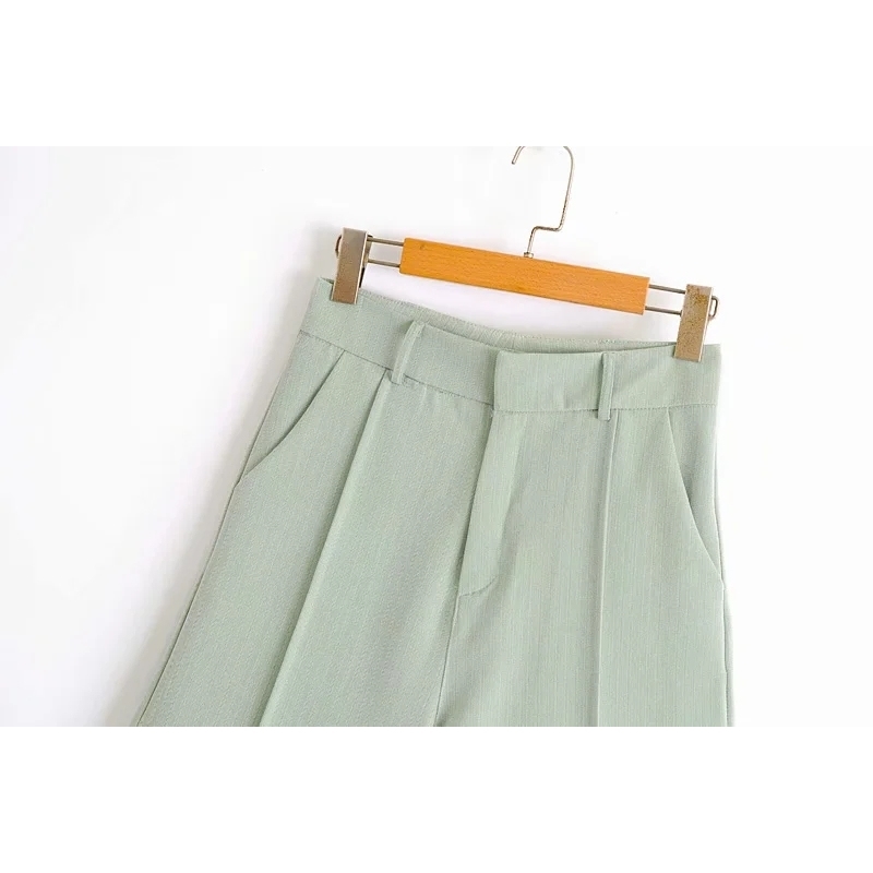 fashion women short pants autumn office ladies s slim girls pocket green casual female zipper pant 210430