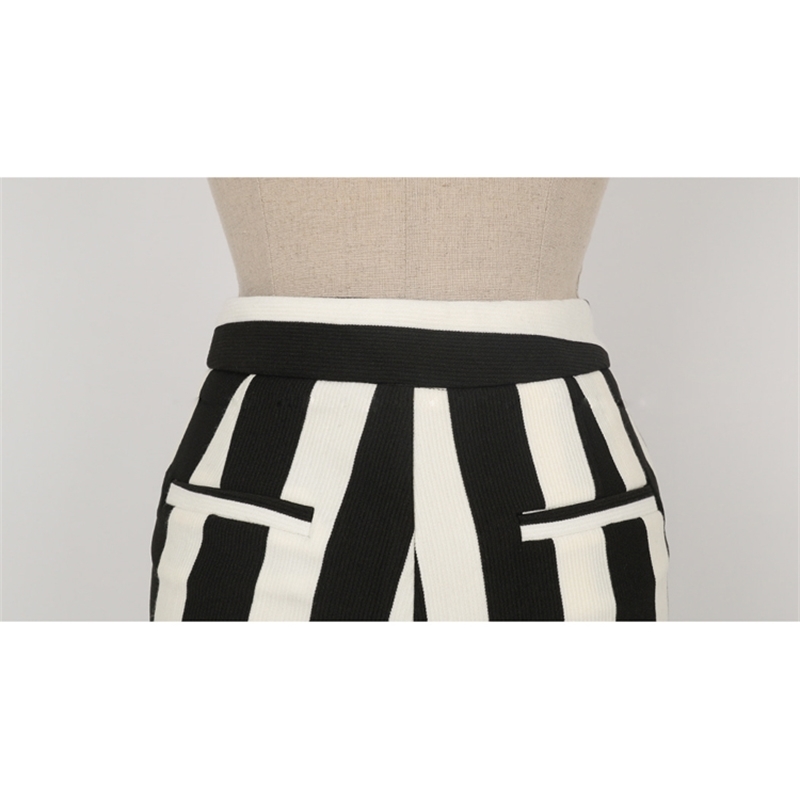 HIGH QUALITY Runway Long Pant Suits Women Casual Office Business Formal Work Wear Sets Elegant stripe 210520