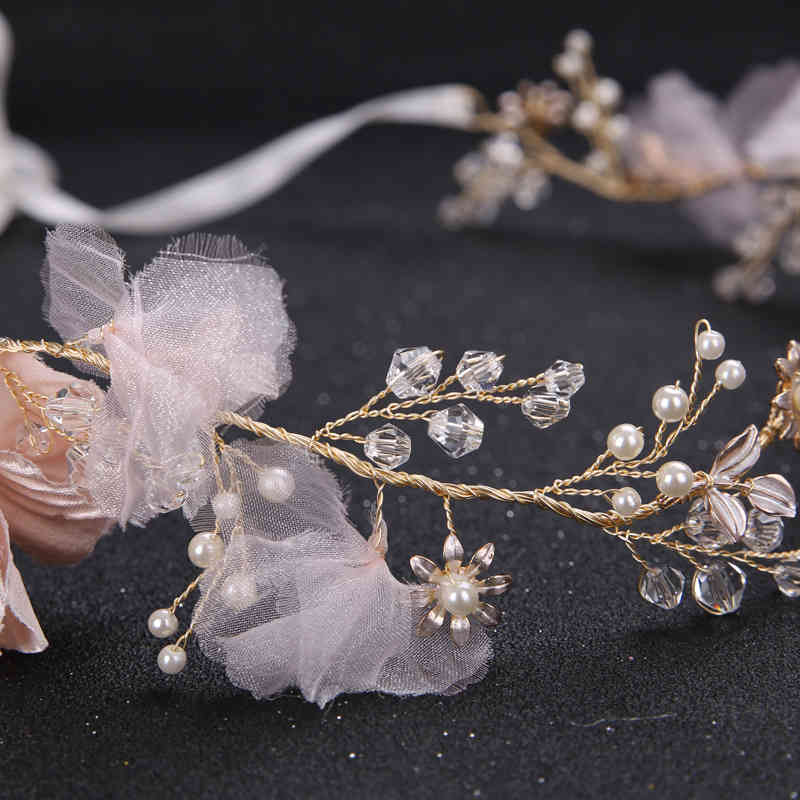 Wedding Hair Jewelry Accessories Bride Handmade Fabric Flower Band Headdress Dress Studio Modeling
