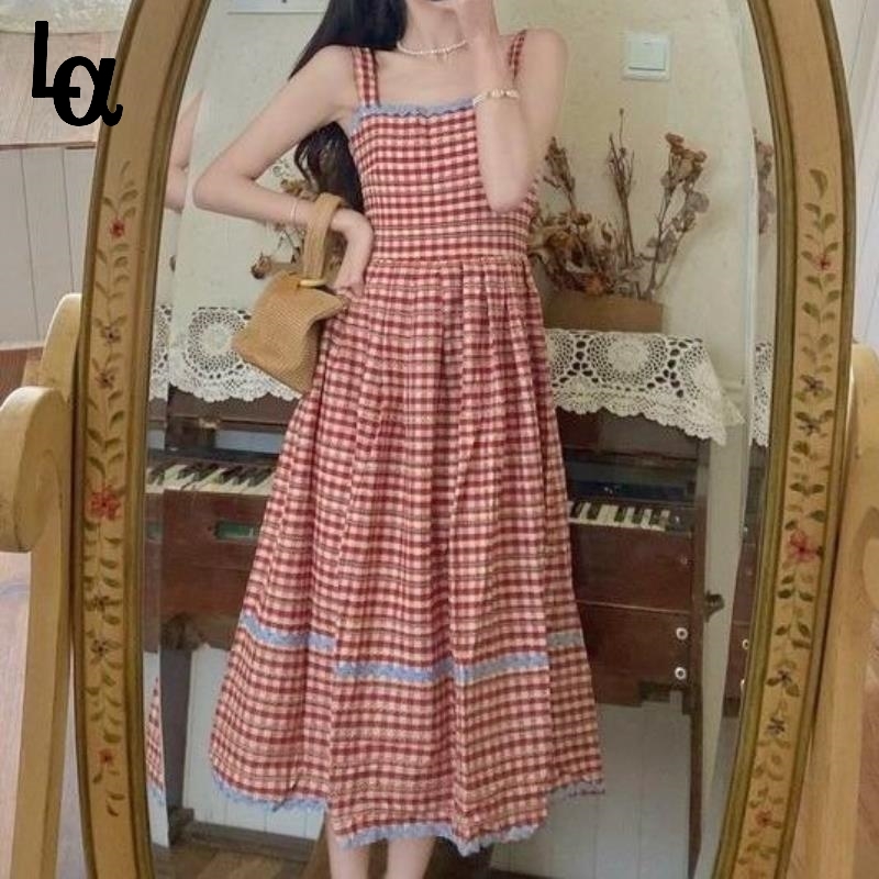 Summer Elegant Sweet Plaid Strap Dress Women Korean Style Vintage Designer French Cute Chic A-line Beach 210519, Red
Summer Elegant Sweet Plaid Strap Dress Women Korean Style Vintage Designer French Cute Chic A-line Beach 210519, Red