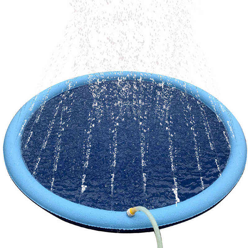 free shipping Smmer Dog Toy Splash Sprinkler Pad for Dogs Thicken Pet Pool Interactive Outdoor Play Water Mat Toys Cats and Children 211111