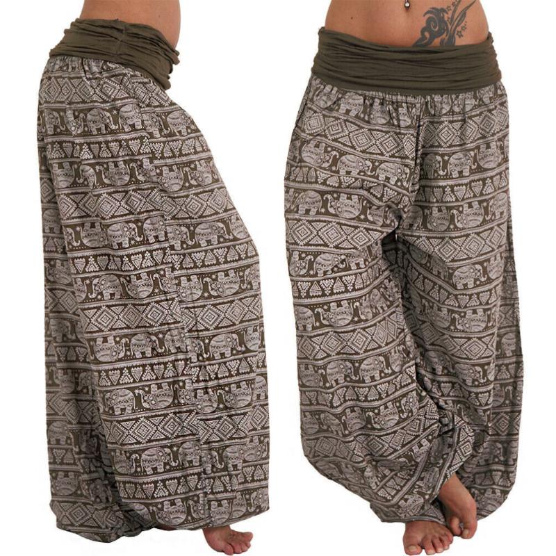 Elephant Print Dance Harem Pants Women Elastic Low Waist Loose Casual Soft Plus Size Trousers Pantalon Femme Women's & Capris