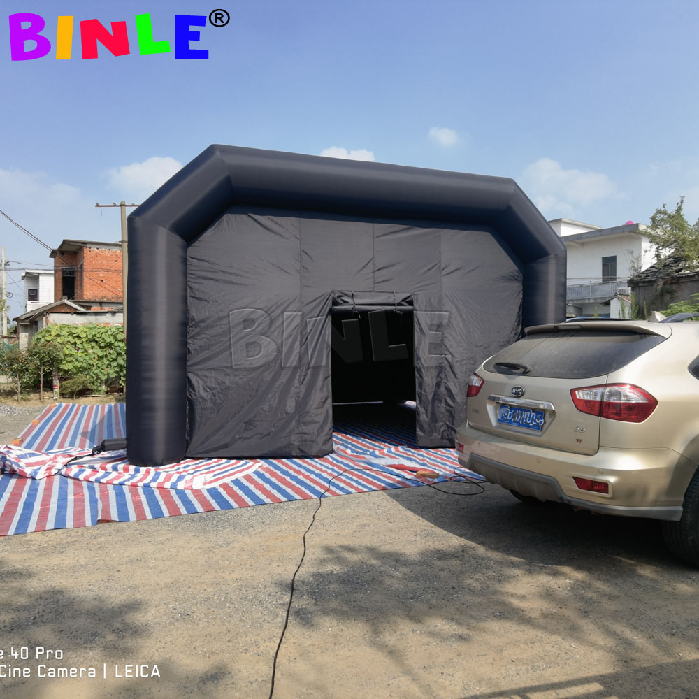 Square Black Inflatable Nightclub Tent Giant Poratable VIP Party Cube Night Club Bar With Blower 6.4x6.4m