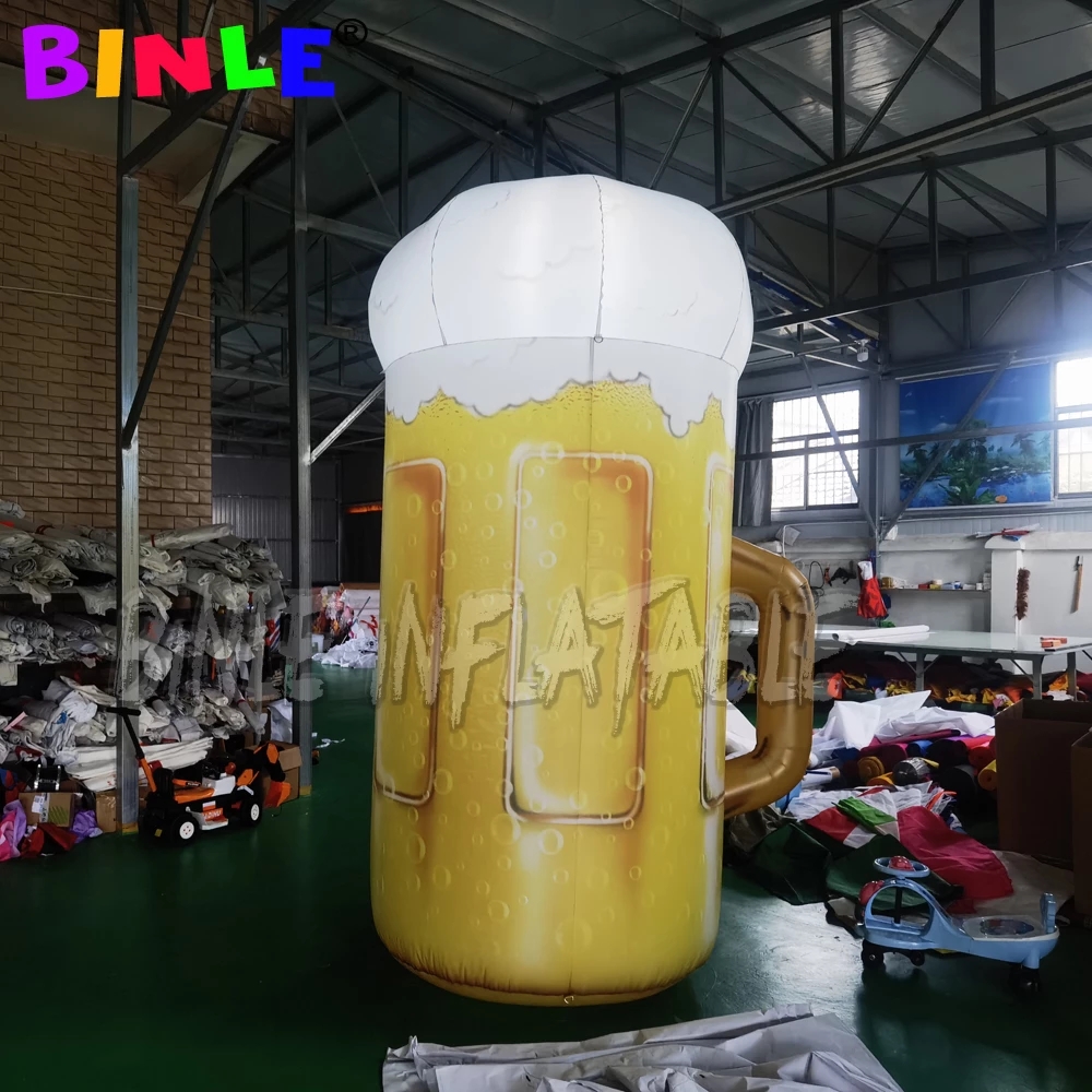 Custom made giant&3mH inflatable beer bottle led glass beers mug air balloon decoration toys sport for advertising