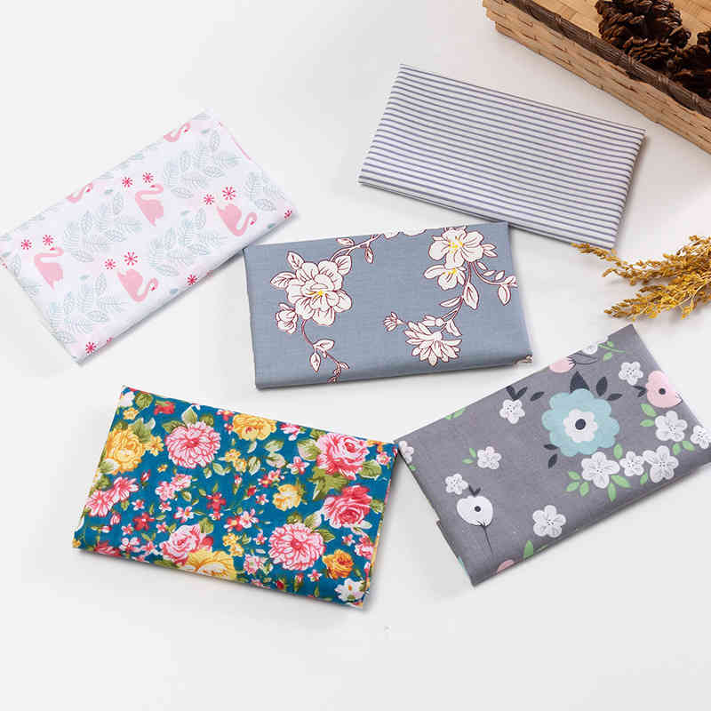 5 Pieces/Set Sewing Supplies Nice Gift for Household Flower Pattern DIY Handmade Cotton Multi Purpose Patchwork Cloth