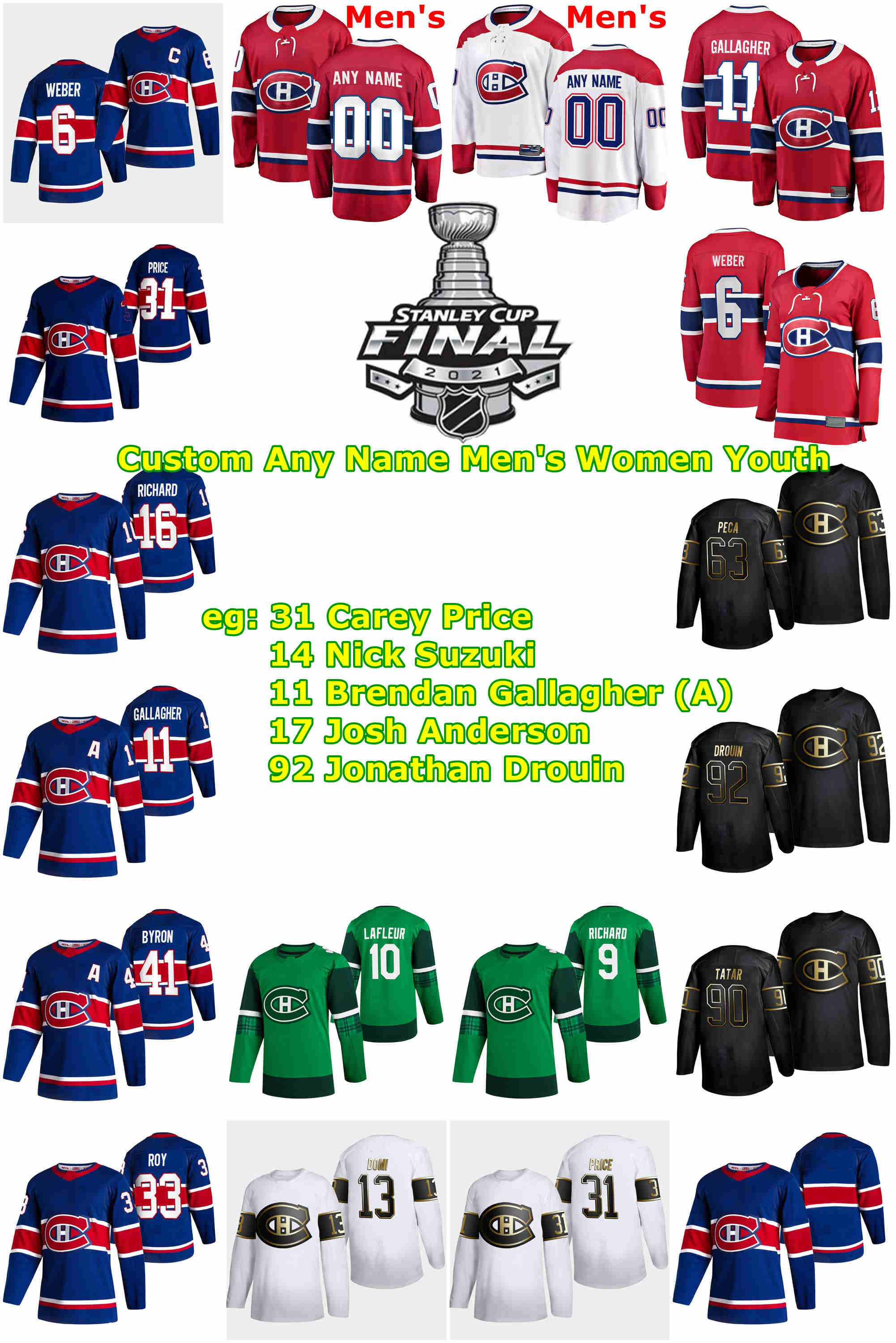 2021 Stanley Cup Final Montreal Canadiens Ice Hockey Jerseys Carey Price Jersey Nick Suzuki Brendan Gallagher Josh Anderson Jonathan Drouin, Black;red
2021 Stanley Cup Final Montreal Canadiens Ice Hockey Jerseys Carey Price Jersey Nick Suzuki Brendan Gallagher Josh Anderson Jonathan Drouin, Black;red