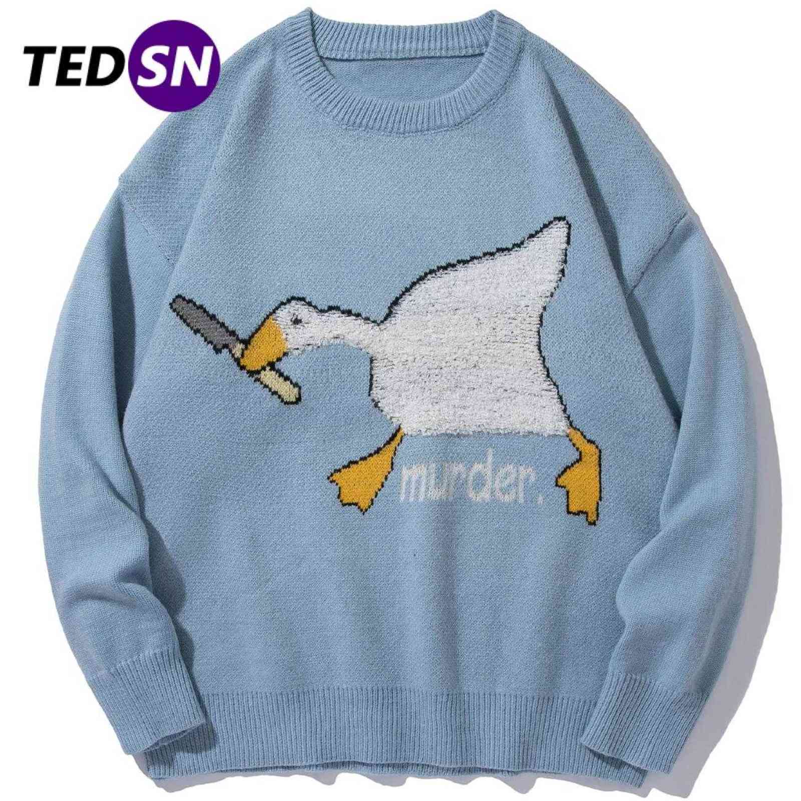 TEDSN Winter Goose Duck Cartoon Printed Harajuku Korean Style Men Knitted Sweater Murder Oversize Pullovers Unisex Clothing 211101, Sky blue
TEDSN Winter Goose Duck Cartoon Printed Harajuku Korean Style Men Knitted Sweater Murder Oversize Pullovers Unisex Clothing 211101, Sky blue