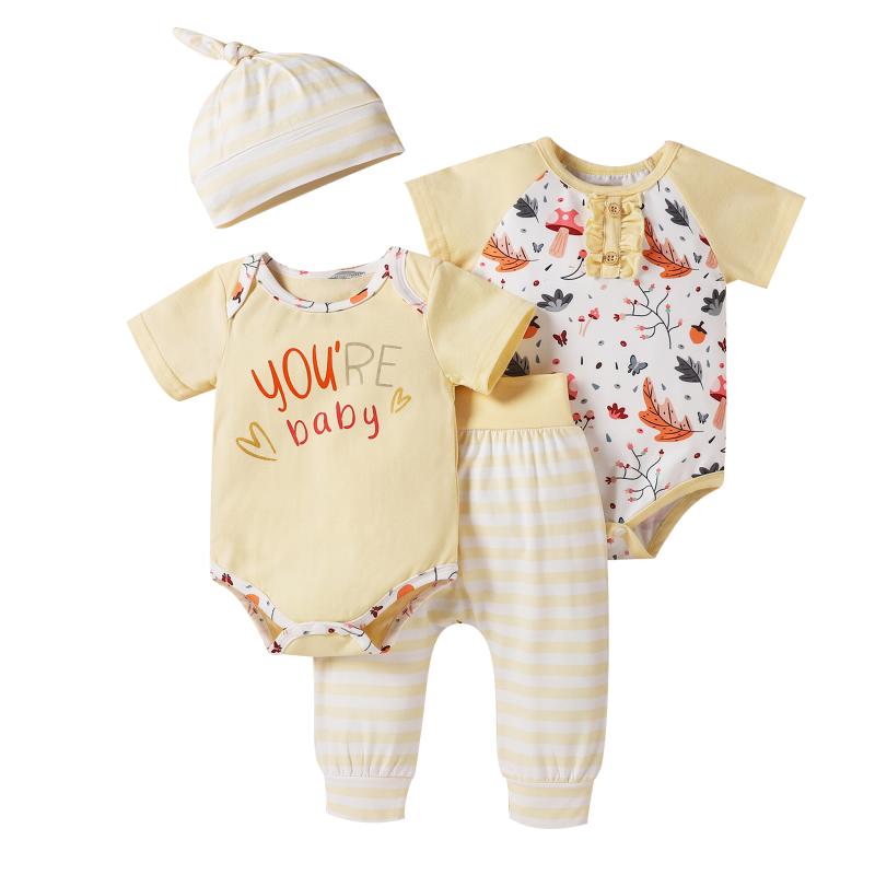Clothing Sets 4PCS Set Born Baby Boy Girl Short Sleeve Cotton Bodysuit Tops Long Pant Hat Homewear Autumn Clothes 0-24M, White
Clothing Sets 4PCS Set Born Baby Boy Girl Short Sleeve Cotton Bodysuit Tops Long Pant Hat Homewear Autumn Clothes 0-24M, White
