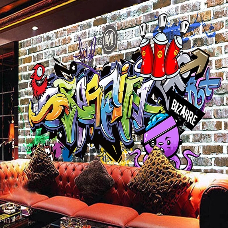Custom Photo 3D Hand Painted Street Graffiti Brick Mural KTV Bar Cafe Restaurant Poster Decor Art Wall Wallpaper