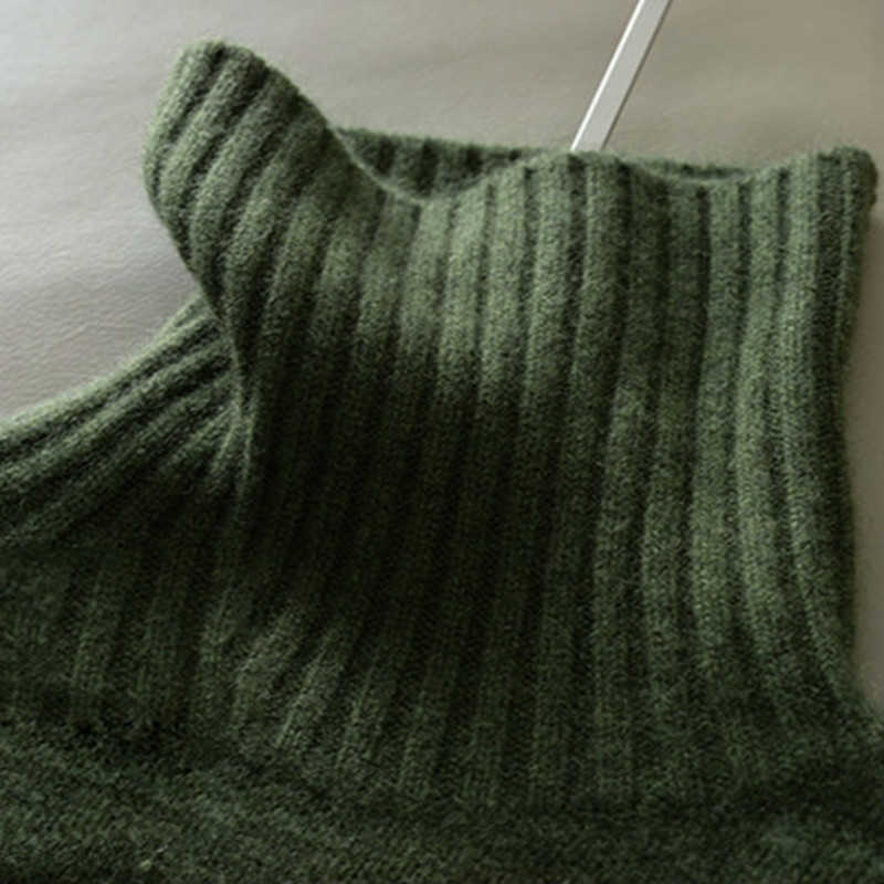 Cashmere sweater women turtleneck knitted wool pullover long loose thick warm fashion casual women's 210918