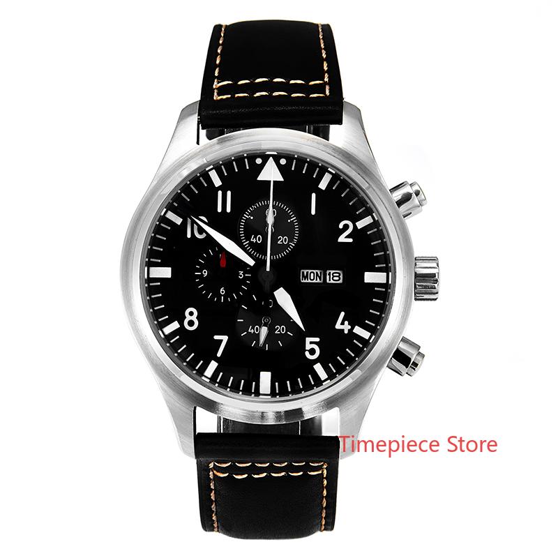 Wristwatches 5ATM WR MIYOTA 45mm Watch Chronograph Day/Date Full Green Luminous Black Dial Domed Sapphire Crystal Leather Strap, Slivery;brown
Wristwatches 5ATM WR MIYOTA 45mm Watch Chronograph Day/Date Full Green Luminous Black Dial Domed Sapphire Crystal Leather Strap, Slivery;brown