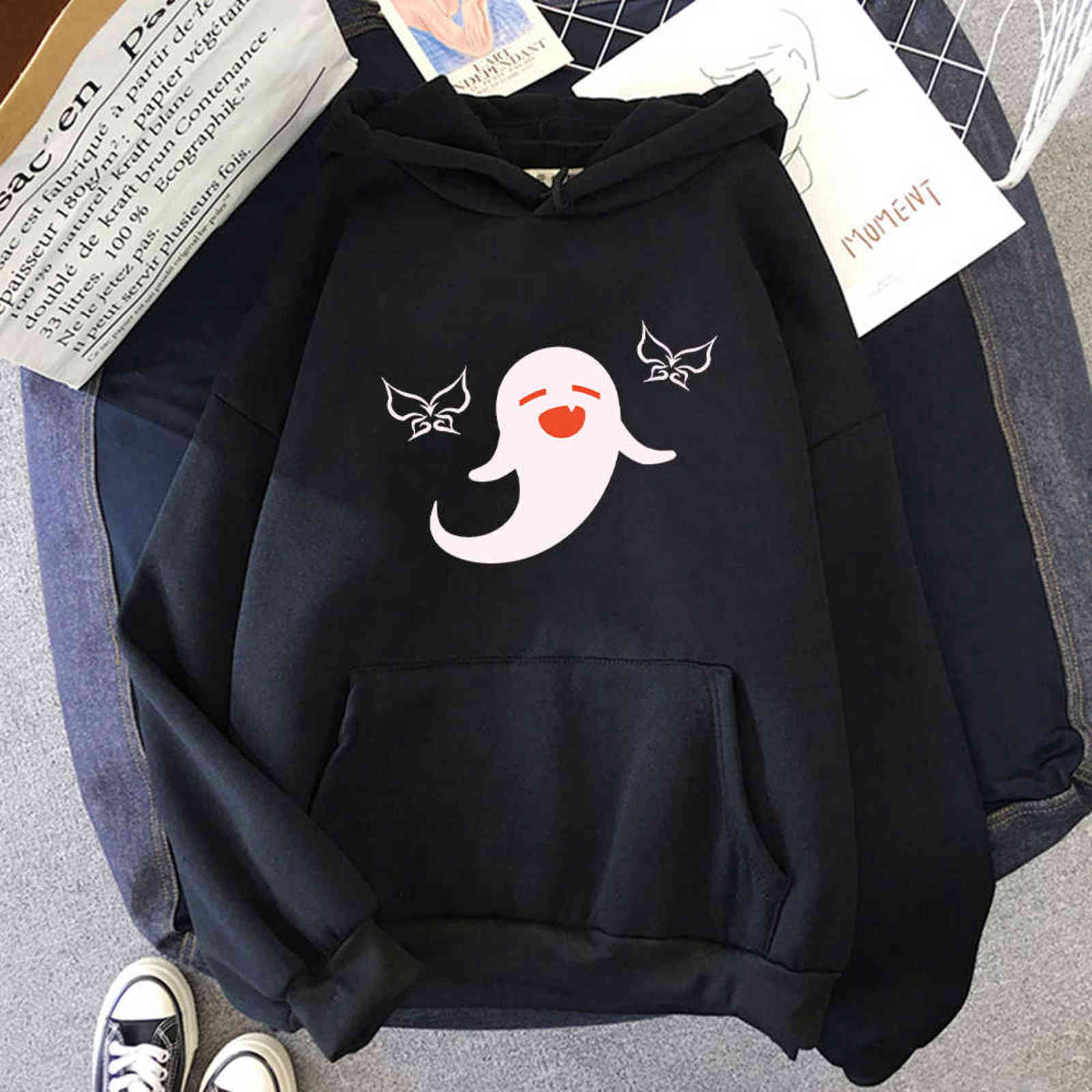 Genshin Impact Hu Tao Cape Hoodie Women Men Kawaii Cartoon Manga Aesthetic Game Streatwear Pullover Harajuku Casual Hi Hop 211108