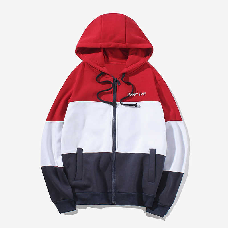 Men's Hoodies Zipper Cardigan Hoodies Men Fashion Patchwork Tracksuit Male Sweatshirt 210927