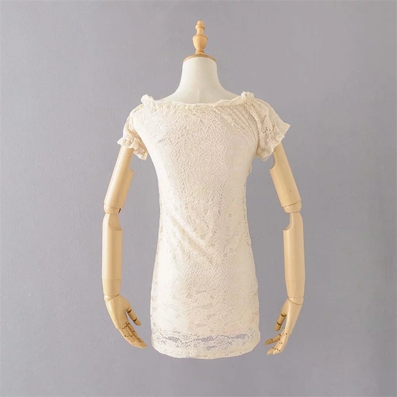 Vintage black ruffle lace dress women vestidos korean fashion short sleeve loose casual es Summer beach party 210521