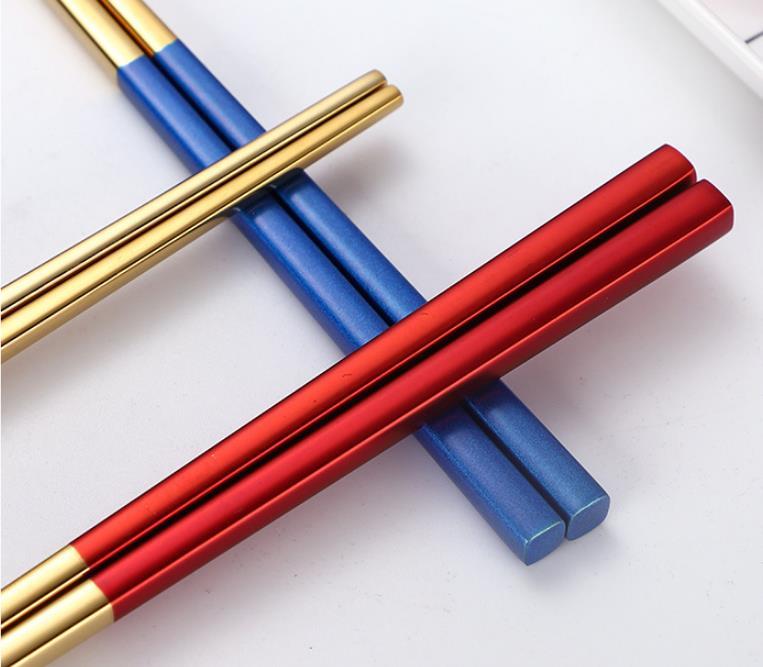 304 Stainless Steel Chopsticks Gold Black Silver Square Chopsticks Bar Restaurant Kitchen Supplies Christmas Party Wholesale