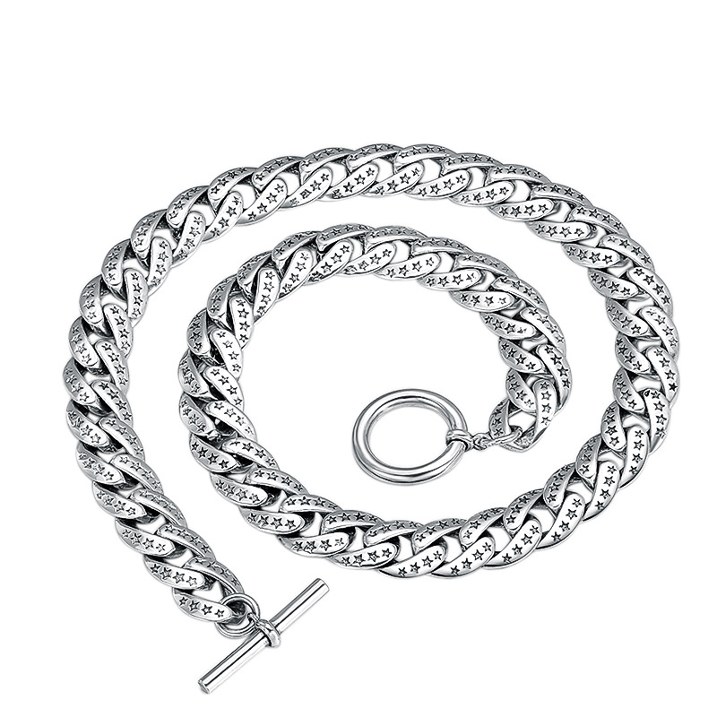 925 sterling silver thick link chain men's necklaces with toggle American European Hip-hop handmade designer punk gothic antique luxury jewelry a
