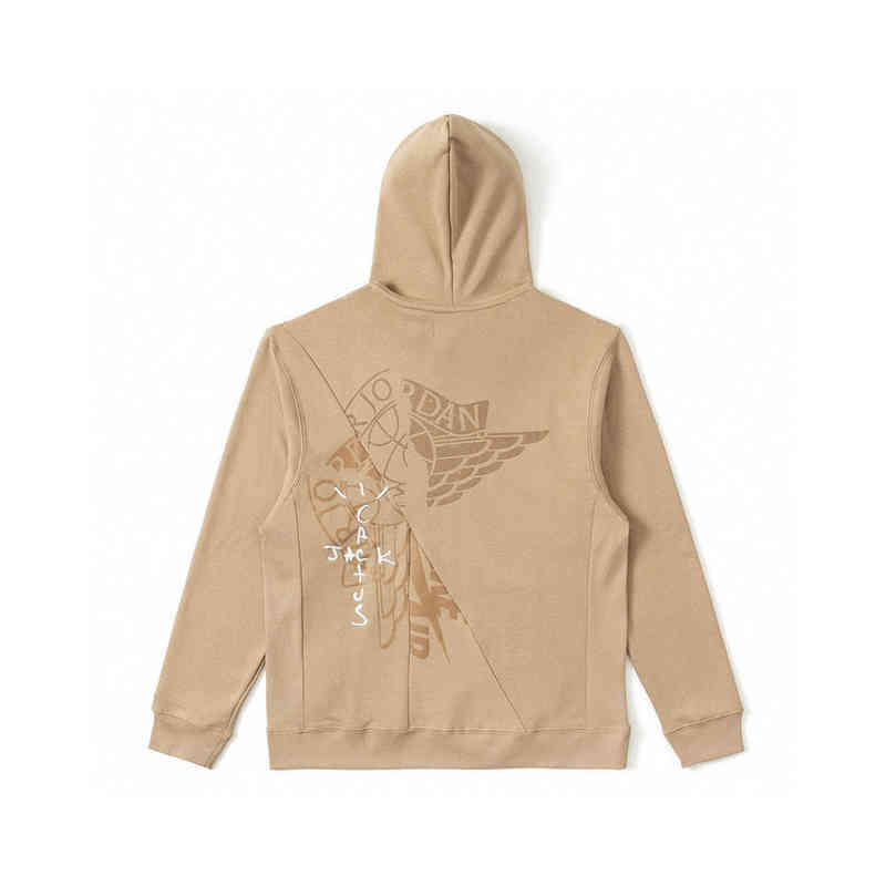 Street Fashion Hot Brand Tested Travis Scott x Jumpman Embroidered Ts Co Branded Cactus Print Hoodie Outlet, Apricot