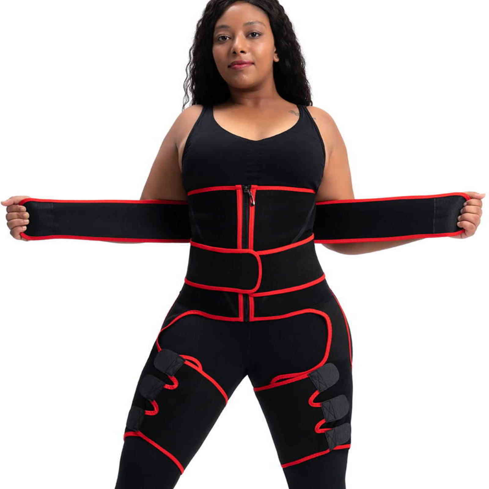 CXZD 3 in 1 Neoprene Belly Belt Thigh Trimmer Leg Shapers Body Shape Waist Trainer Butt Lifter Shapewear Women Weight Loss 211112