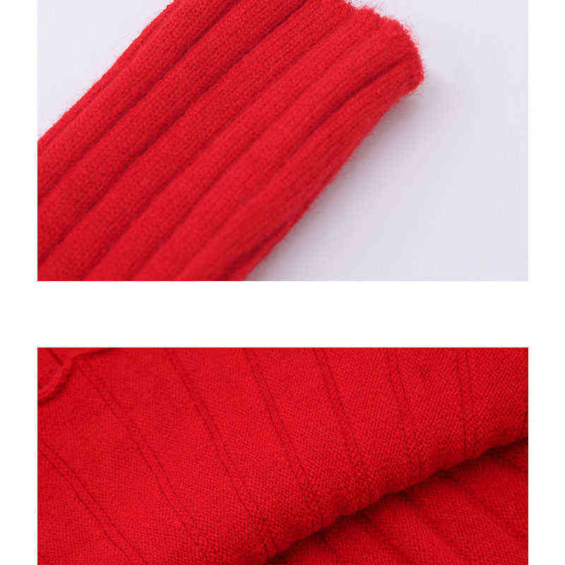 Autumn Big Girls Christmas Dress Winter Knit Sweater es Baby ' Button Red Black Fashion Kids Clothes 211104