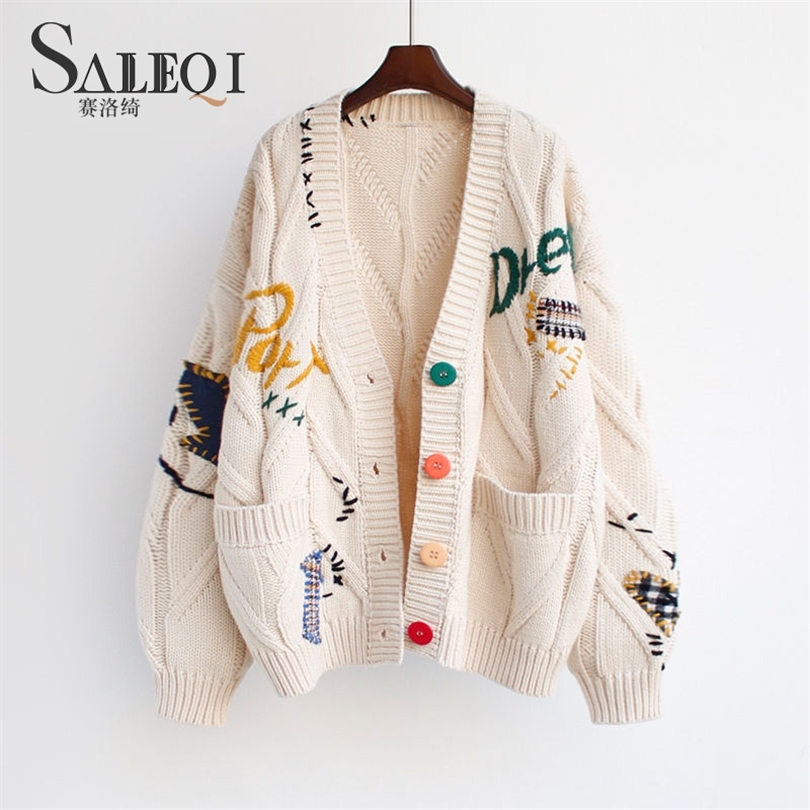 Women Cardigan Warm Knitted Sweater Jacket Pocket Embroidery Fashion Knit Cardigans Coat Lady Loose Sweaters Autumn Winter 211018, Red
Women Cardigan Warm Knitted Sweater Jacket Pocket Embroidery Fashion Knit Cardigans Coat Lady Loose Sweaters Autumn Winter 211018, Red