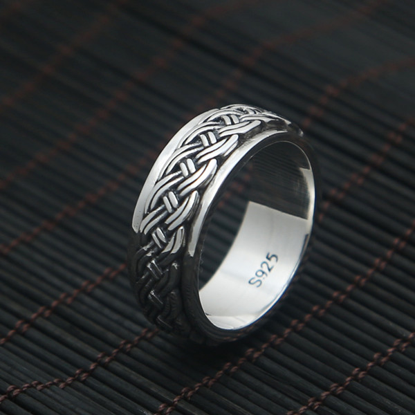 High quality 925 sterling silver braided band rings American Europe antique handmade designer punk style Luxury jewelry accessories