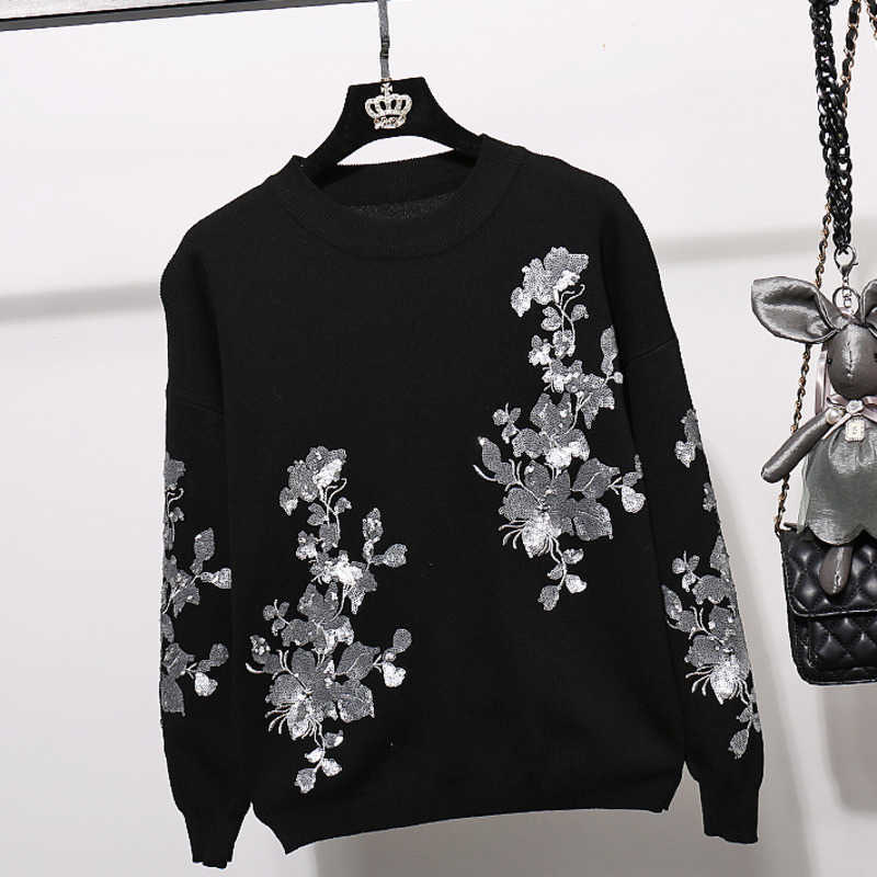 DEAT Women Knitting Embroidery Personality Long Pants Arrivals Two Piece Set Fashion Spring Autumn 11D424 210709