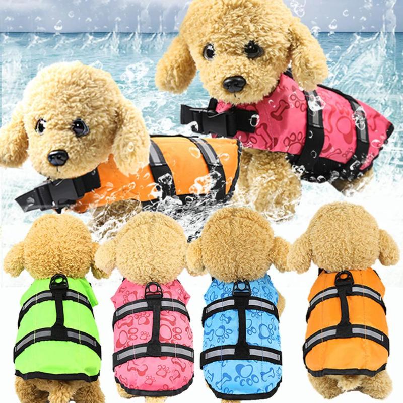 Dog Apparel Life Jacket Pet Swimming Safe Vest Adjustable Reflective Swimsuit Clothes