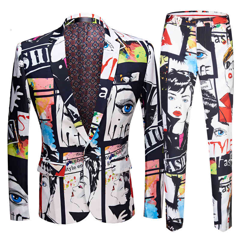 Men's Suits & Blazers tide fashion print 2-piece casual suit plus hip size male fine adjustment singing wedding, Multi
Men's Suits & Blazers tide fashion print 2-piece casual suit plus hip size male fine adjustment singing wedding, Multi