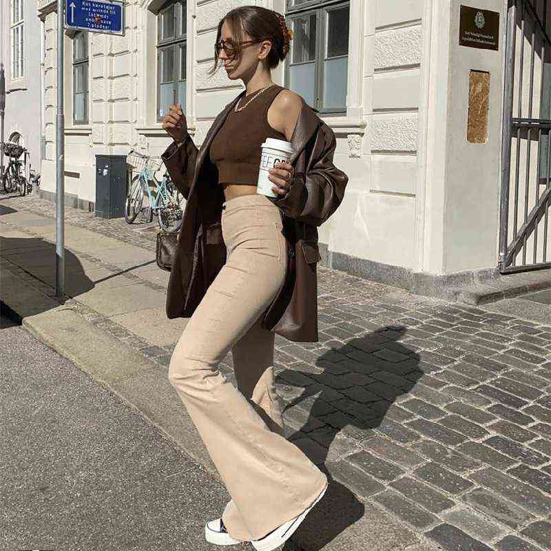 Woman Vintage Black Basic Leather Blazer Autumn Casual Female Solid Long Sleeve Pu Outwear Ladies Cool Straight Blazers 211122