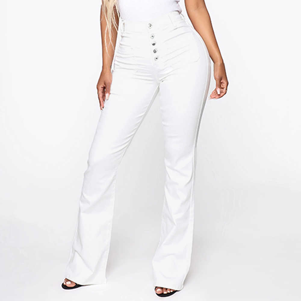 Oeak Fashion High Waist Denim Pants For Women Casual Ladies Pockets Jeans Spring Long Blue Trouser Mujer Plus 210922